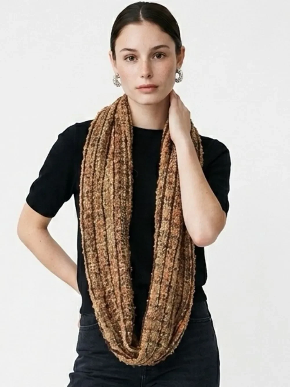 EARTH TONES Knit Circle Infinity Scarf